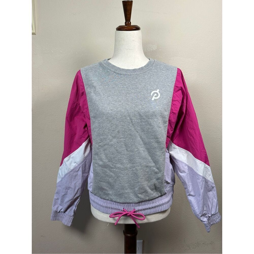 Peloton Chic Fabric Mix Pullover Sweatshirt Colorblock Sz Small